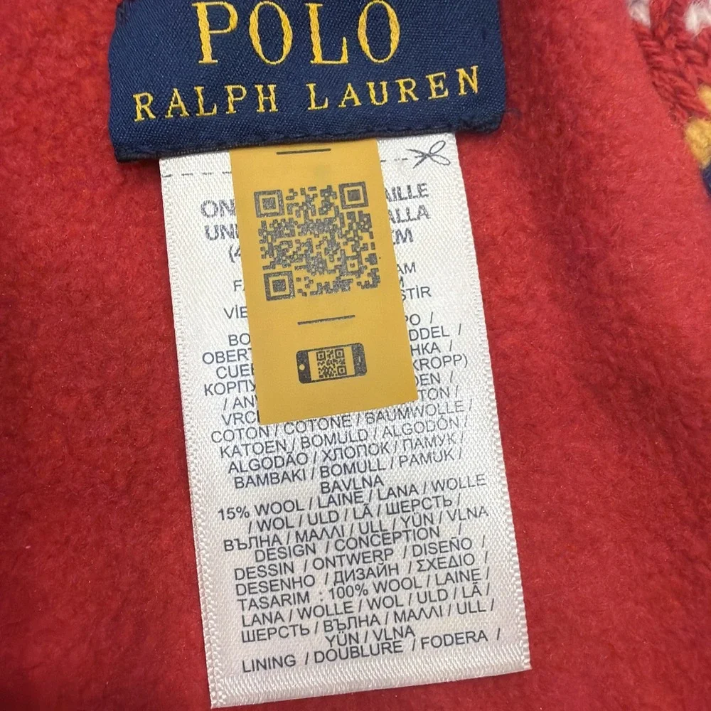 Polo Ralph Lauren Kids 4-7 Scarf Red Yellow 100% COTTON 132 CM Authentic